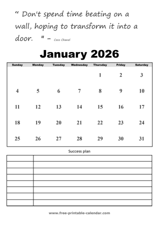january calendar 2026 printable