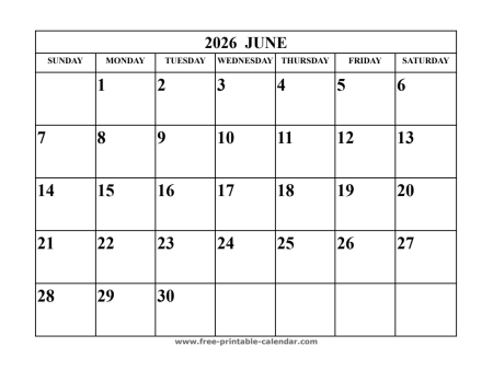 june 2026 calendar