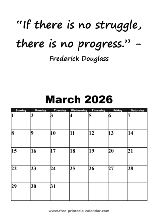 march calendar 2026