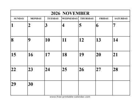 november 2026 calendar
