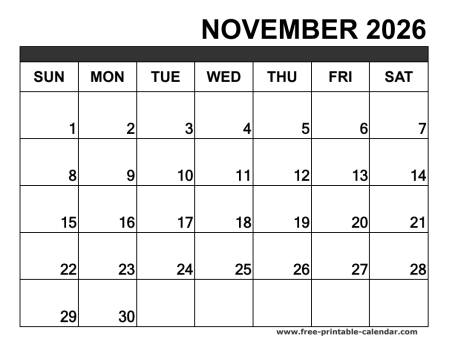 november 2026 calendar printable