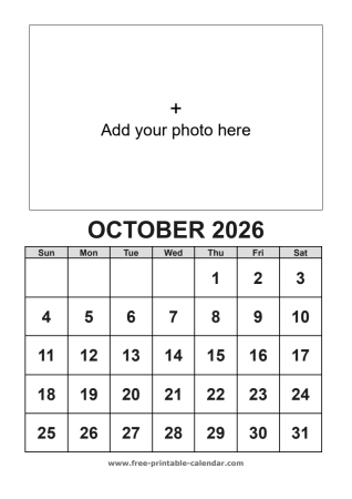 october calendar 2026