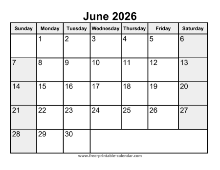 printable june 2026 calendar