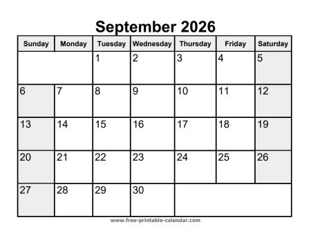printable september 2026 calendar