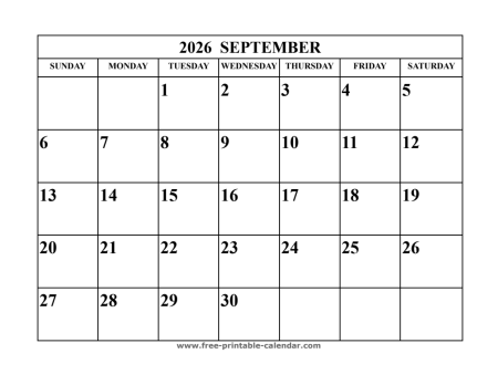september 2026 calendar