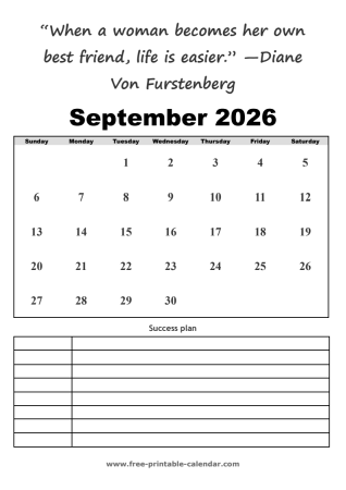 september calendar 2026 printable
