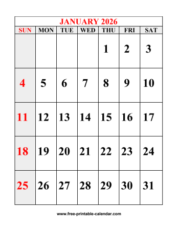 year 2026 calendar