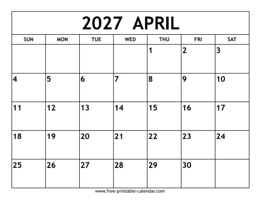 april 2027 calendar