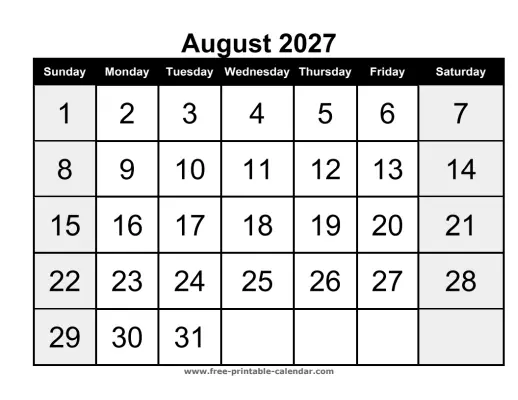 august 2027 portrait calendar