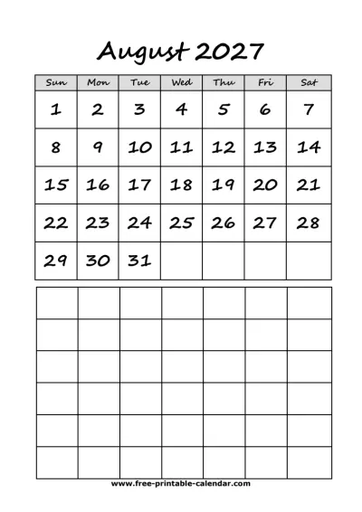 cute august 2027 calendar
