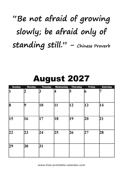 motivational august 2027 calendar