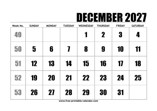large print december 2027 calendar