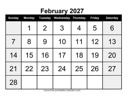 february 2027 portrait calendar