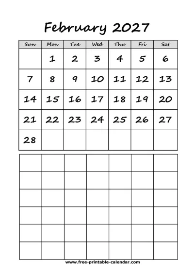 cute february 2027 calendar