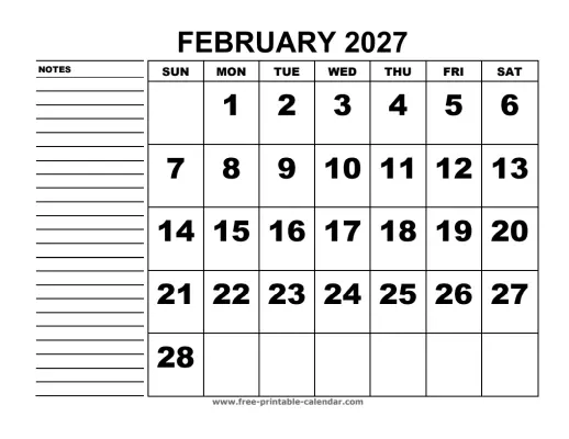 february 2027 planner calendar