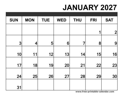 january 2027 blank calendar