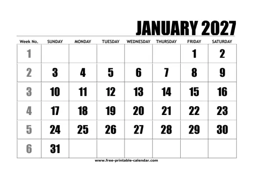 large print january 2027 calendar