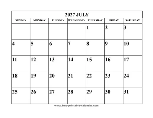 july 2027 landscape calendar