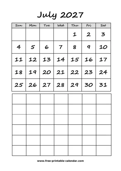 cute july 2027 calendar