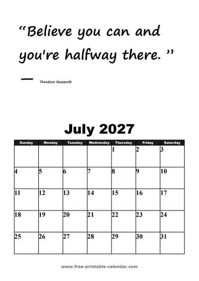 motivational july 2027 calendar