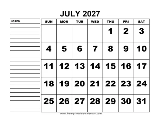 july 2027 planner calendar