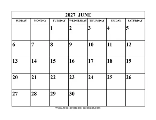 june 2027 landscape calendar