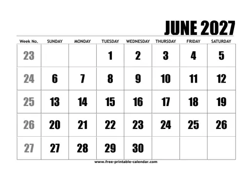 large print june 2027 calendar