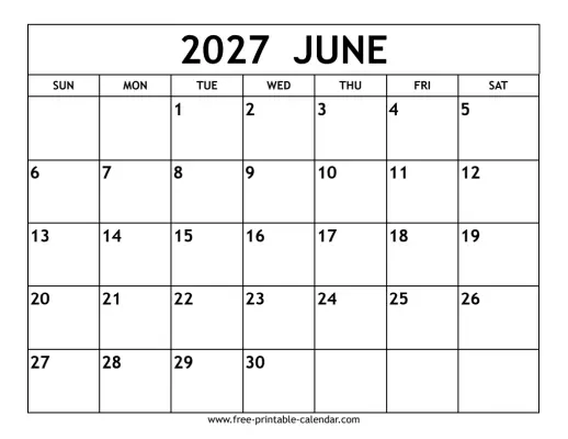 june 2027 calendar