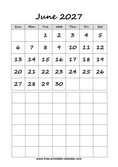 cute june 2027 calendar