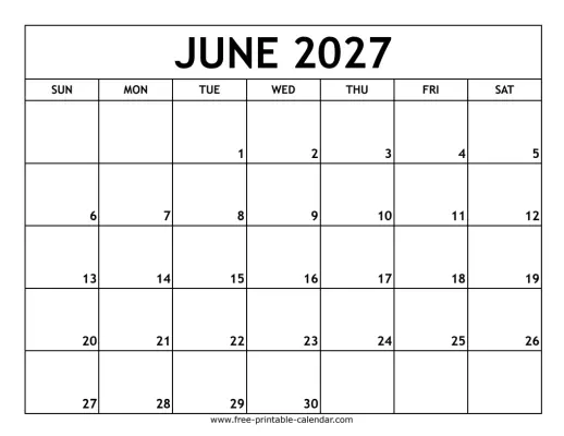 june 2027 printable calendar