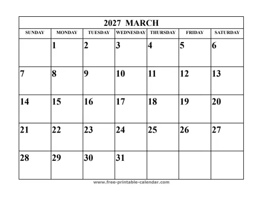 march 2027 landscape calendar