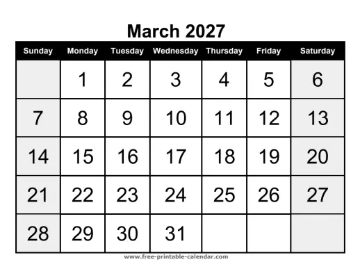march 2027 portrait calendar