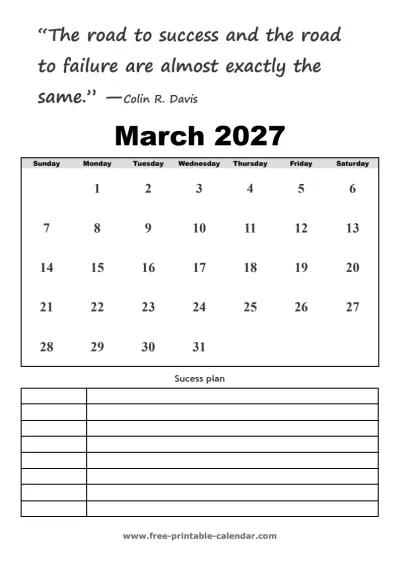 march 2027 calendar with quotes