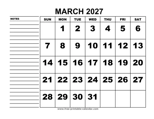 march 2027 planner calendar