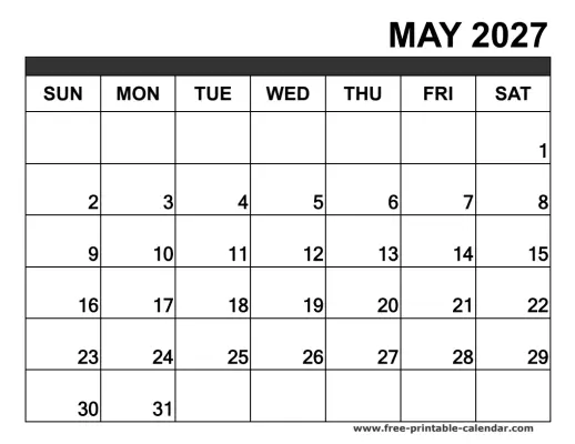 may 2027 blank calendar