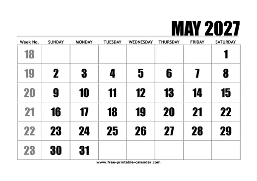large print may 2027 calendar