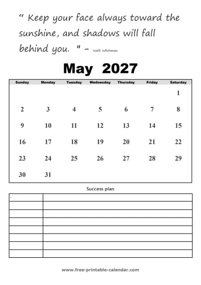 may 2027 calendar with quotes