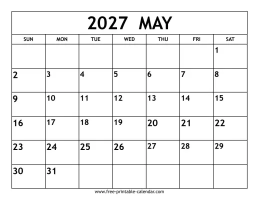 may 2027 calendar
