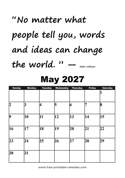 motivational may 2027 calendar
