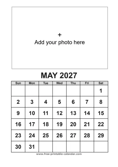 may 2027 photo calendar