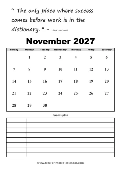 november 2027 calendar with quotes