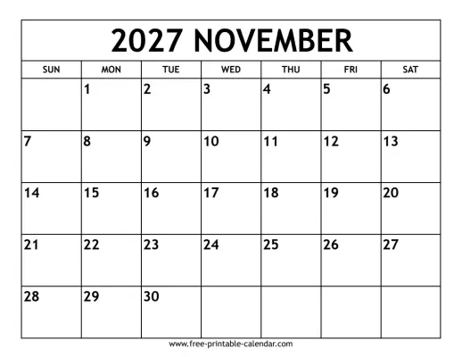 november 2027 calendar