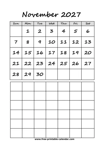 cute november 2027 calendar