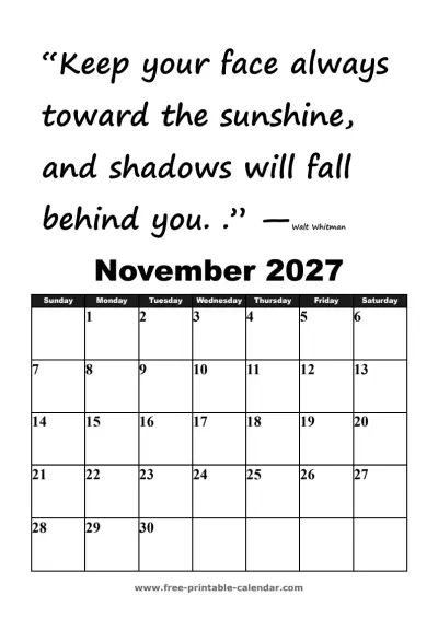motivational november 2027 calendar