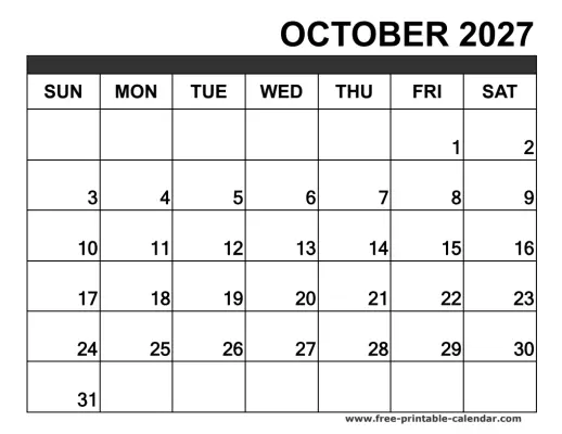 october 2027 blank calendar