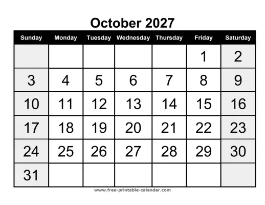 october 2027 portrait calendar