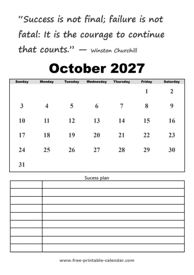 october 2027 calendar with quotes