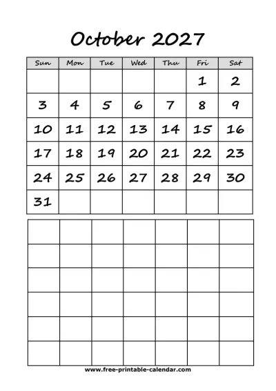 cute october 2027 calendar