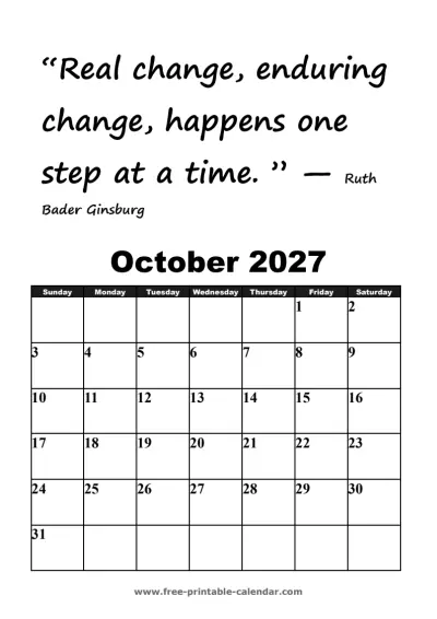 motivational october 2027 calendar