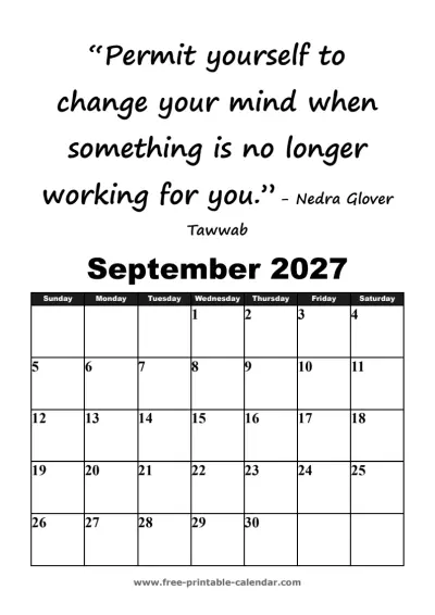motivational september 2027 calendar